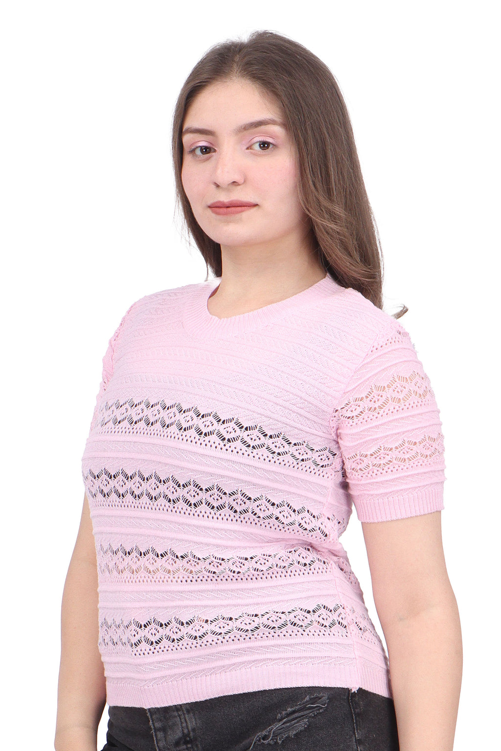 FEVERFEW Party Regular Sleeves Self Design Women Top