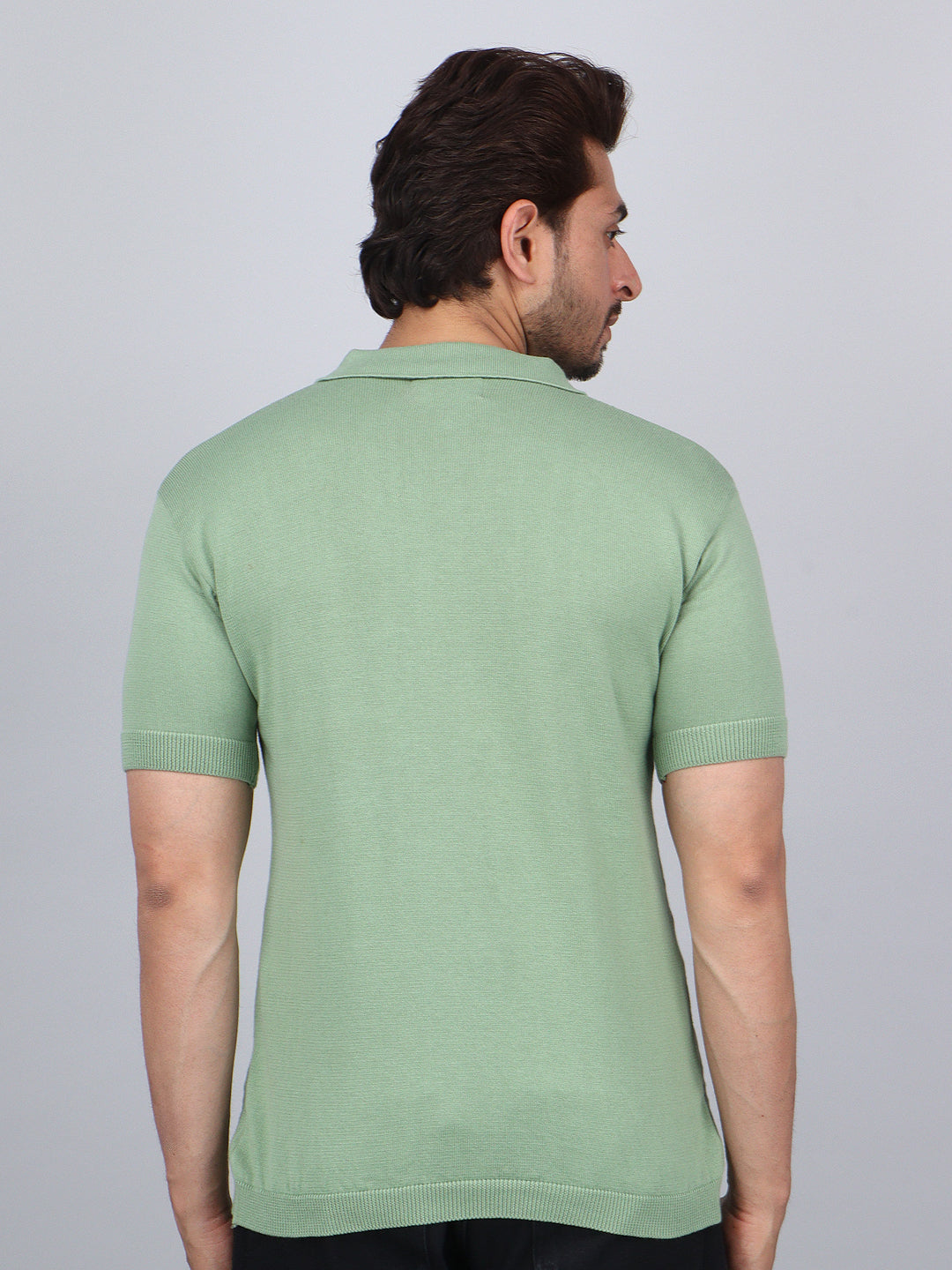 FEVERFEW Men Self Design Polo Neck Pure Cotton T-Shirt