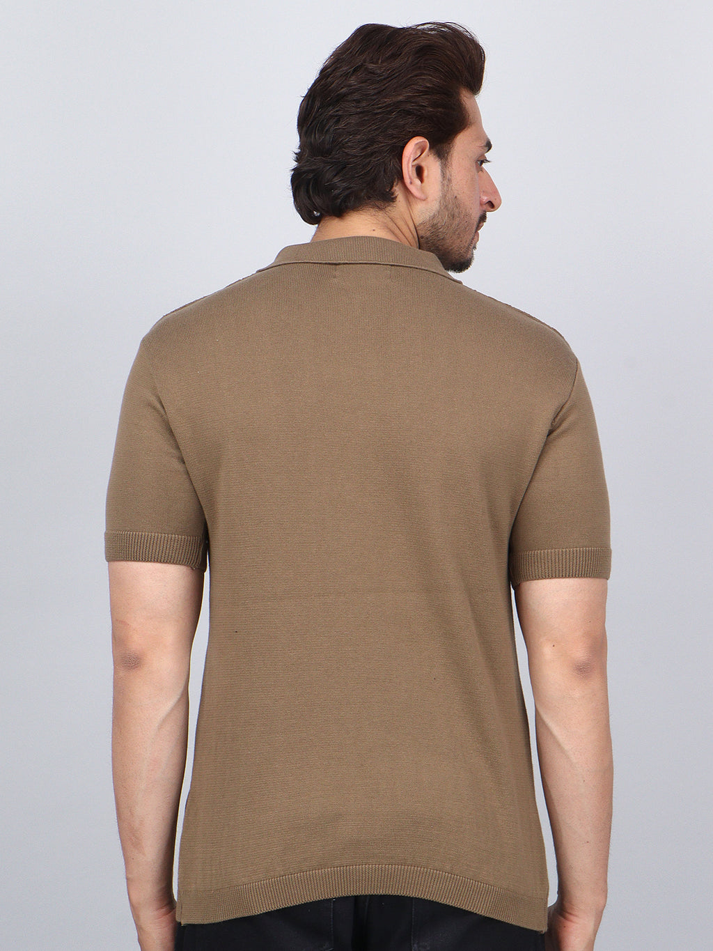FEVERFEW Men Self Design Polo Neck Pure Cotton T-Shirt