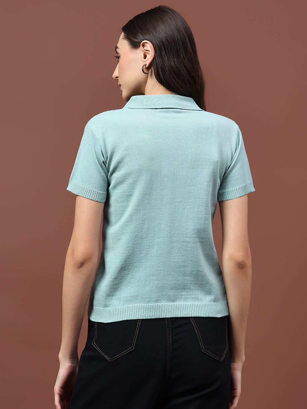 FEVERFEW Casual Regular Sleeves Solid Cable Knit Women   Top