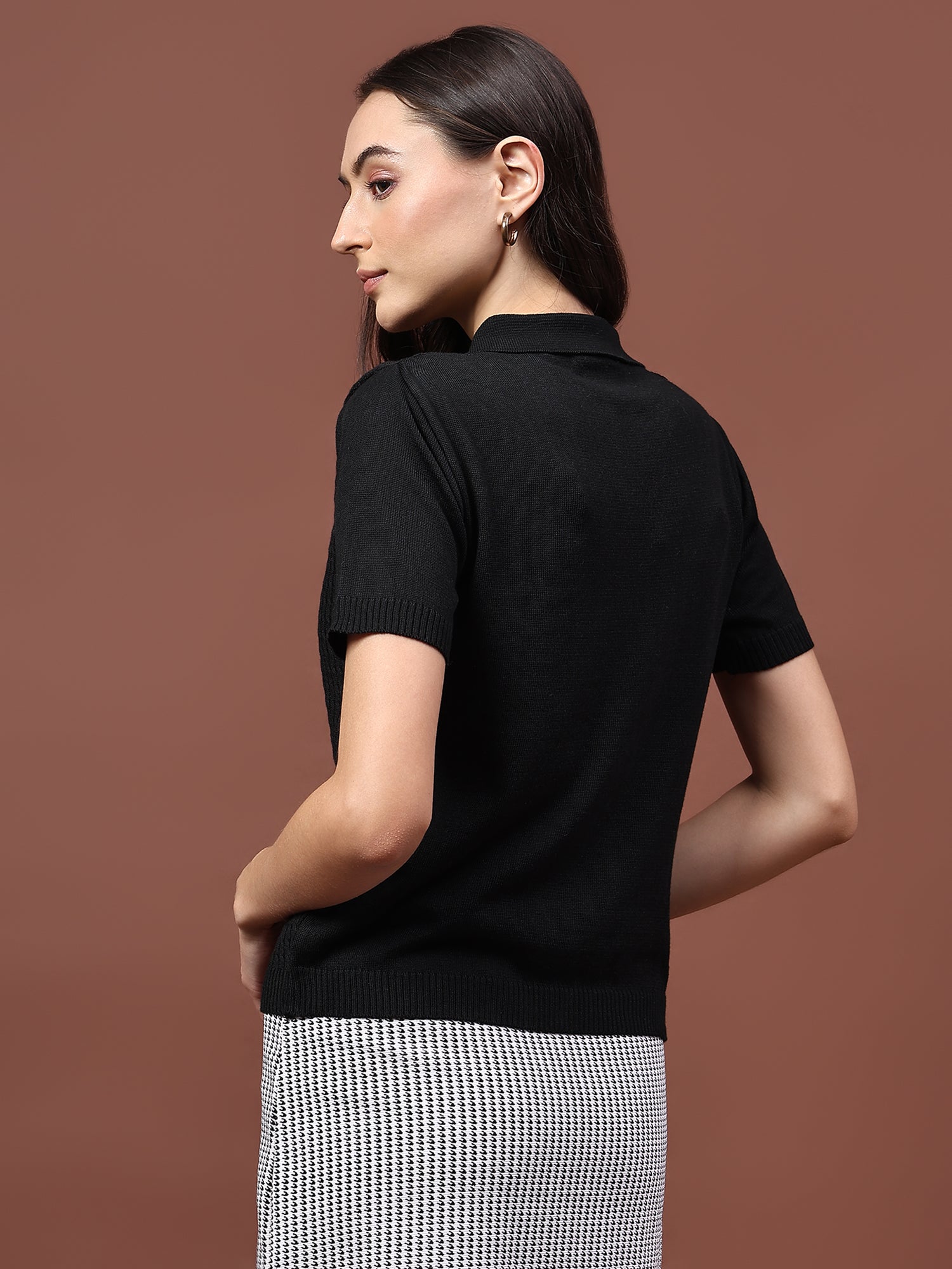 FEVERFEW Casual Regular Sleeves Solid Cable Knit Women   Top