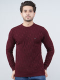 FEVERFEW Men Self Design Round Neck Sweater