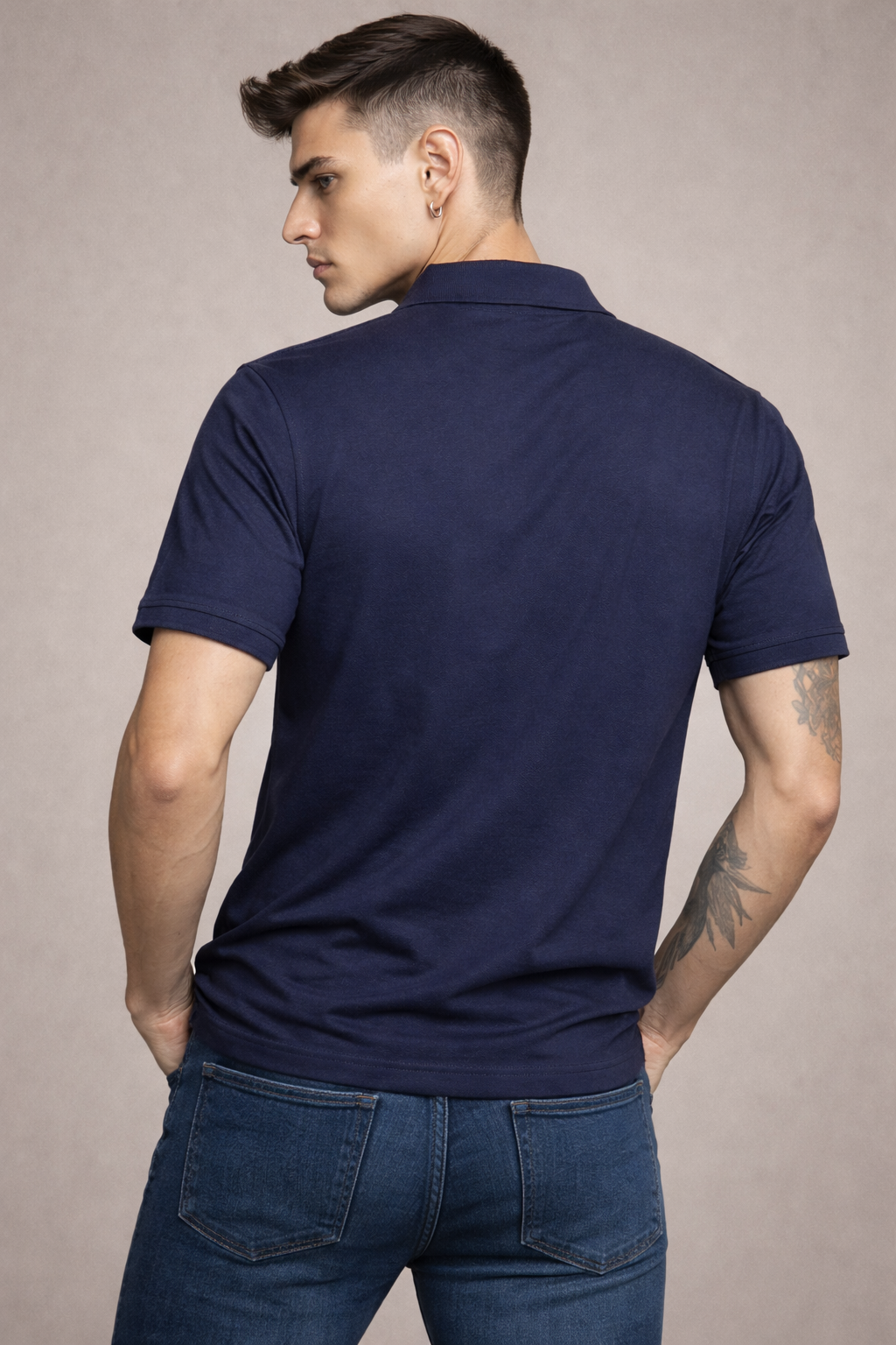 FEVERFEW Men Solid Polo Neck Cotton Blend T-Shirt  (FF-TS-1501)
