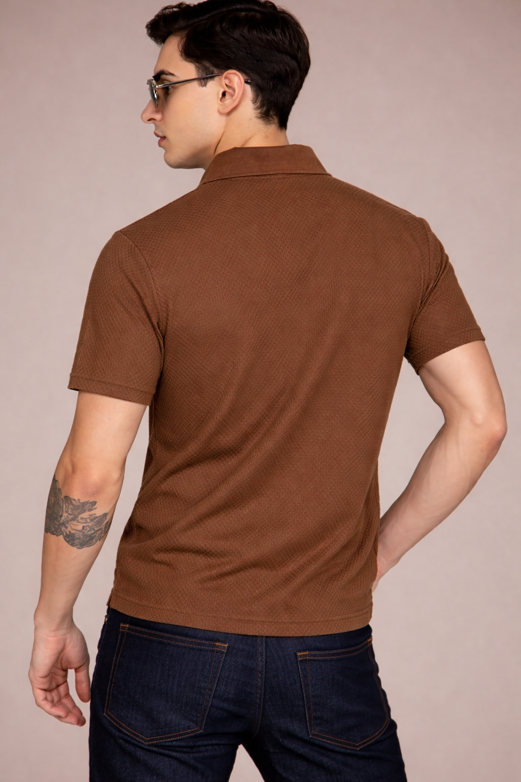 FEVERFEW Men Solid Polo Neck Cotton Blend T-Shirt (FF-TS-1700)