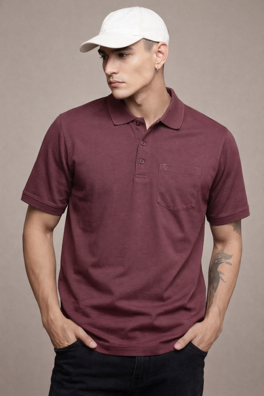 FEVERFEW Men Solid Polo Neck Cotton Blend T-Shirt  (FF-TS-1501)