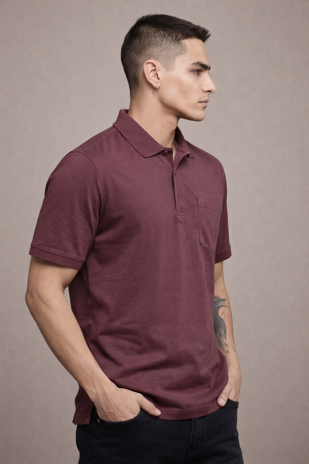 FEVERFEW Men Solid Polo Neck Cotton Blend T-Shirt  (FF-TS-1501)