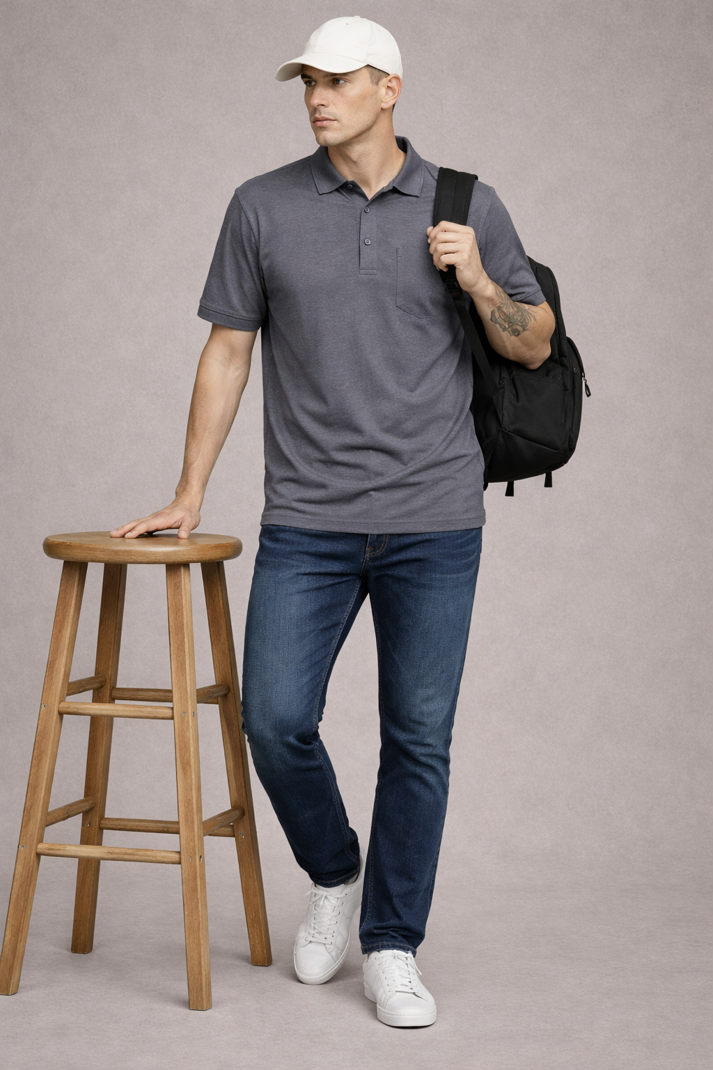 FEVERFEW Men Solid Polo Neck Cotton Blend T-Shirt  (FF-TS-1501)