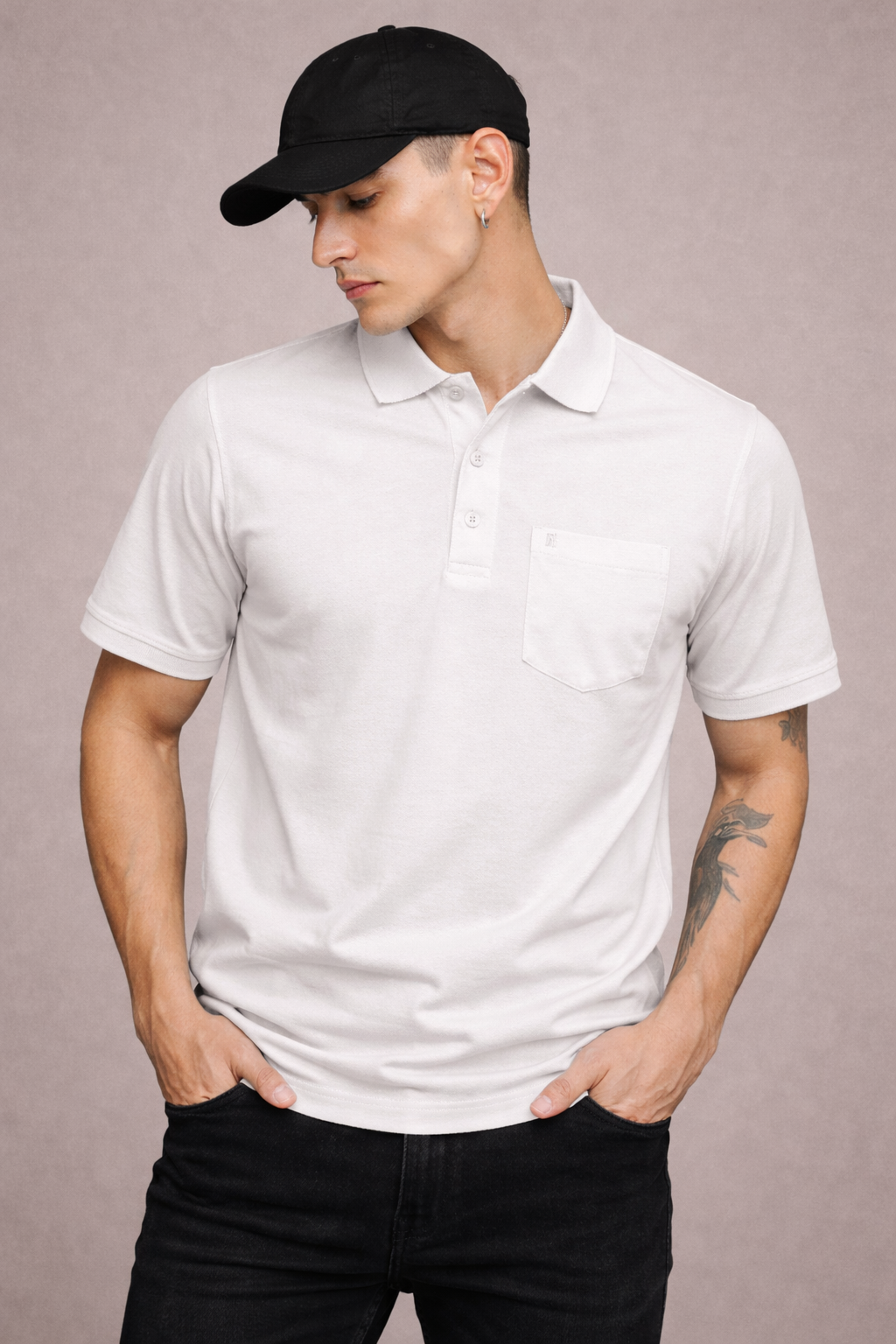 FEVERFEW Men Solid Polo Neck Cotton Blend T-Shirt  (FF-TS-1501)
