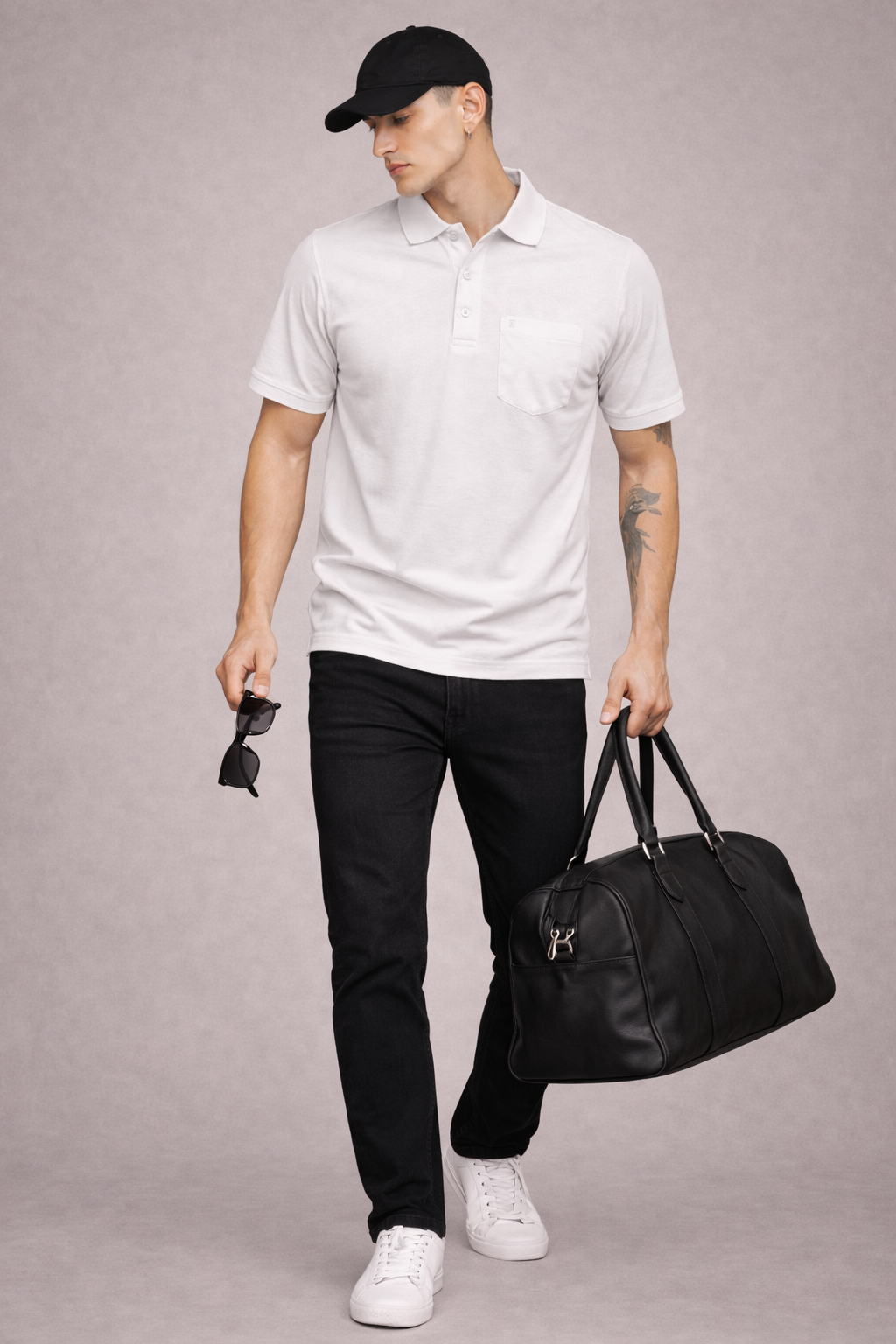 FEVERFEW Men Solid Polo Neck Cotton Blend T-Shirt  (FF-TS-1501)