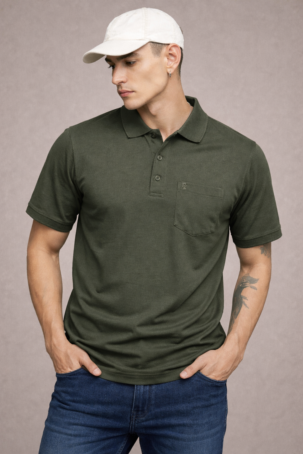 FEVERFEW Men Solid Polo Neck Cotton Blend T-Shirt  (FF-TS-1501)