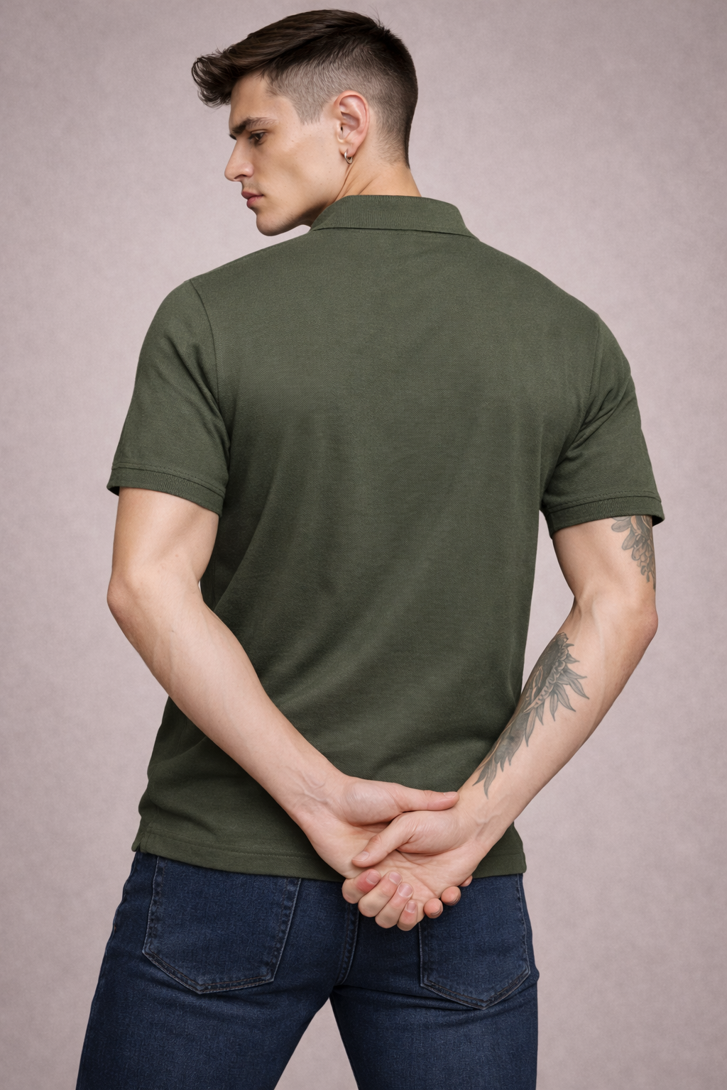 FEVERFEW Men Solid Polo Neck Cotton Blend T-Shirt  (FF-TS-1501)