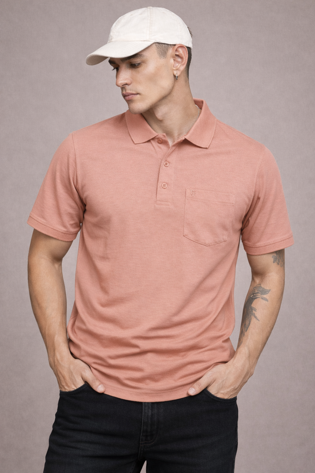 FEVERFEW Men Solid Polo Neck Cotton Blend T-Shirt  (FF-TS-1501)
