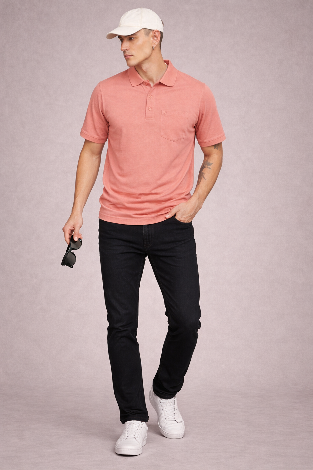 FEVERFEW Men Solid Polo Neck Cotton Blend T-Shirt  (FF-TS-1501)