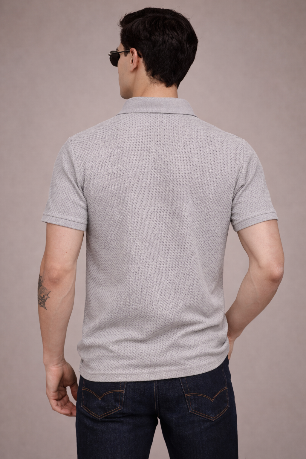 FEVERFEW Men Solid Polo Neck Cotton Blend T-Shirt (FF-TS-1700)