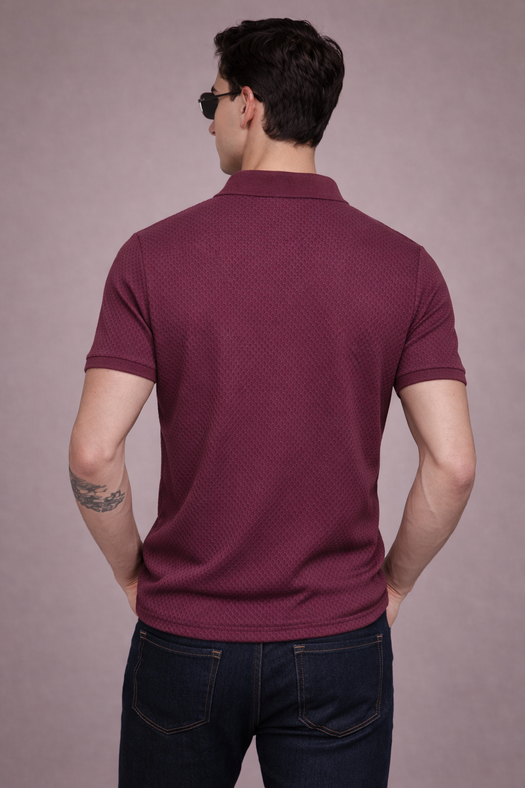FEVERFEW Men Solid Polo Neck Cotton Blend T-Shirt (FF-TS-1700)