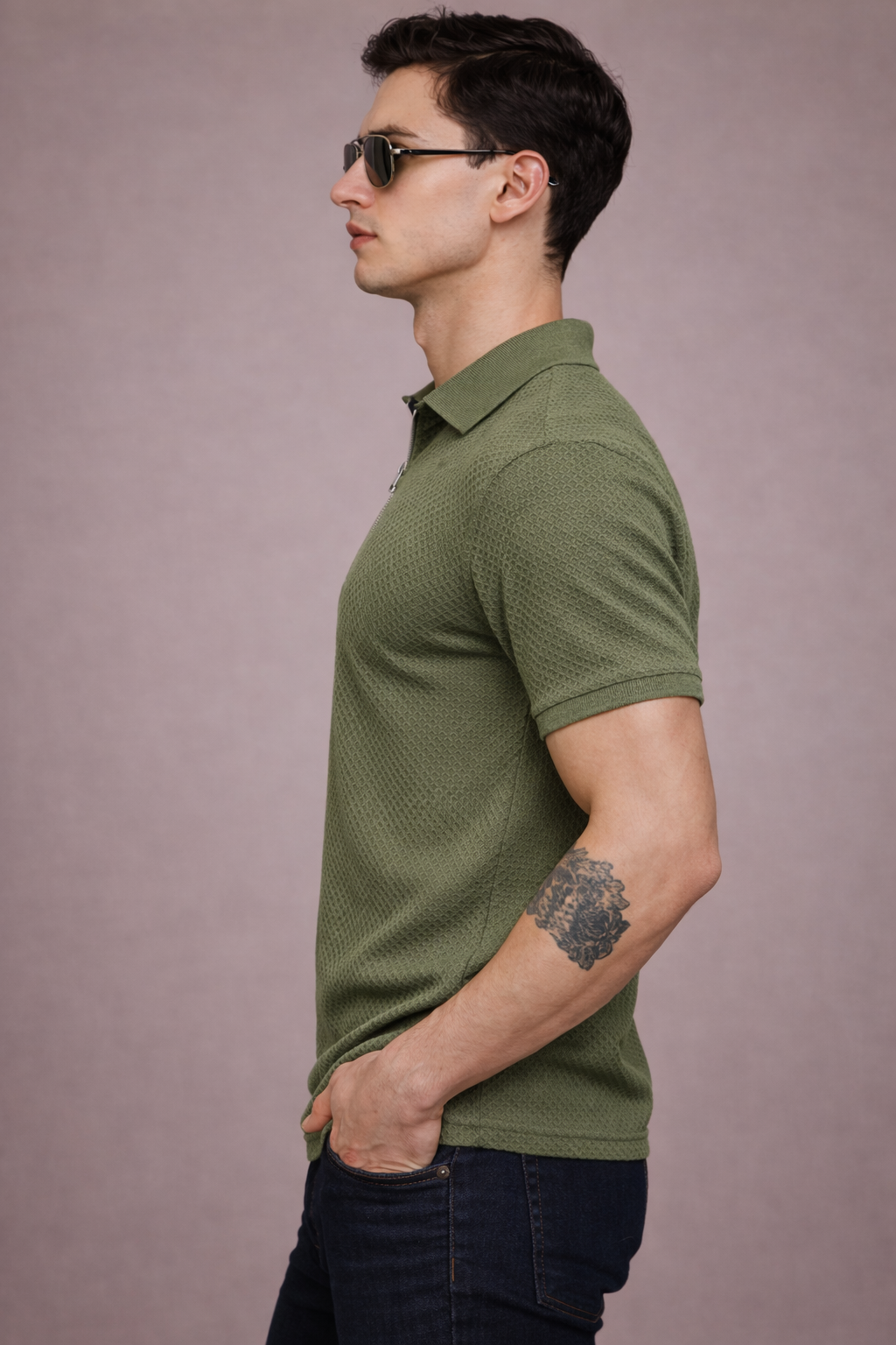 FEVERFEW Men Solid Polo Neck Cotton Blend T-Shirt (FF-TS-1700)