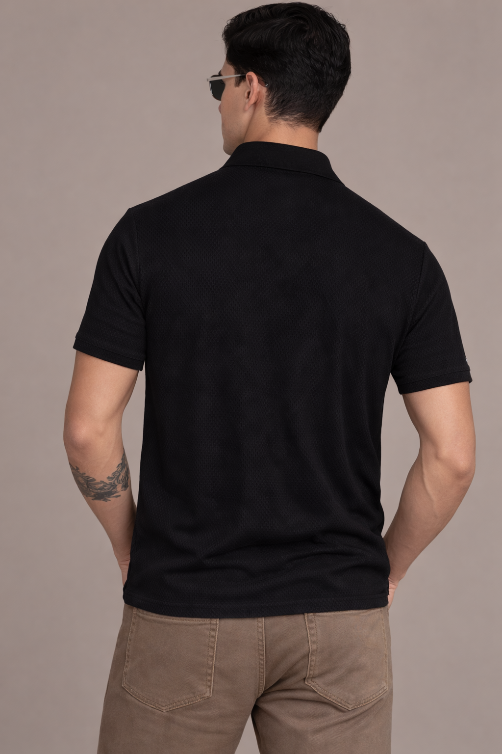 FEVERFEW Men Solid Polo Neck Cotton Blend T-Shirt (FF-TS-1700)