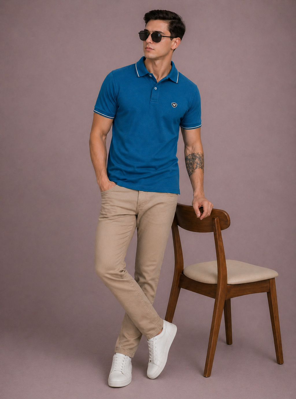 FEVERFEW Men Solid Polo Neck Cotton Blend  T-Shirt (FF-TS-1503)