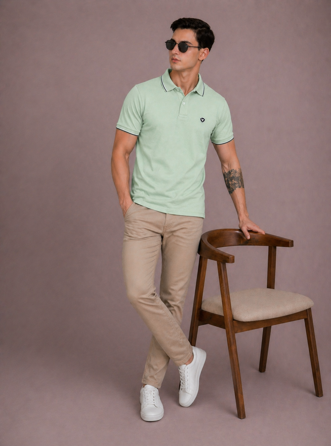 FEVERFEW Men Solid Polo Neck Cotton Blend  T-Shirt (FF-TS-1503)