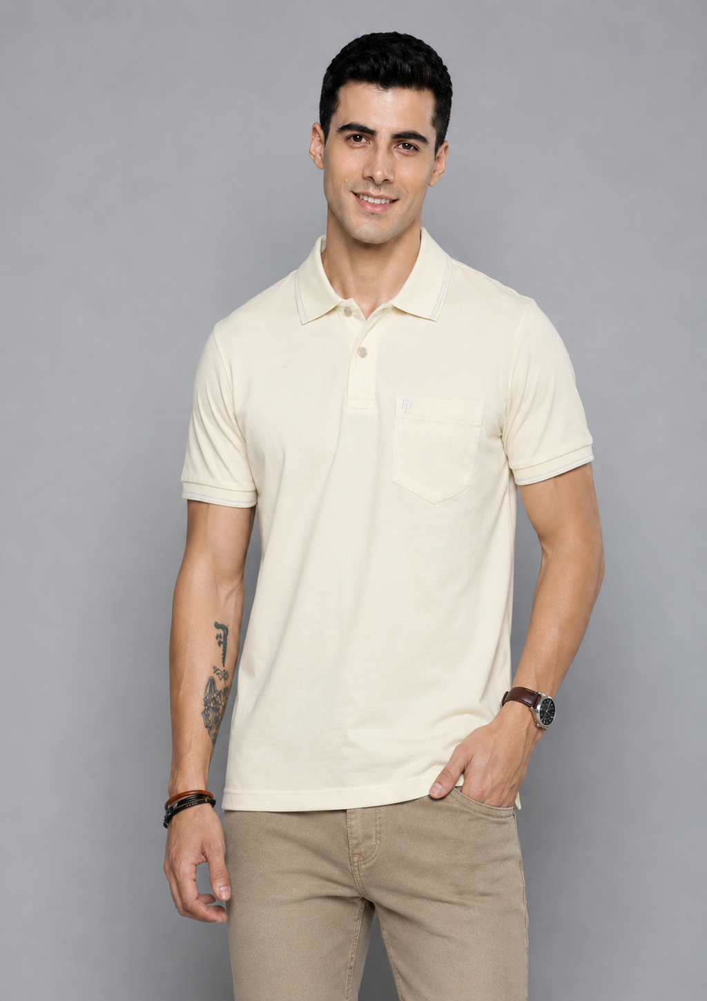 FEVERFEW Men Solid Polo Neck Cotton Blend Multicolor With Pocket T-Shirt (FF-TS-1504)