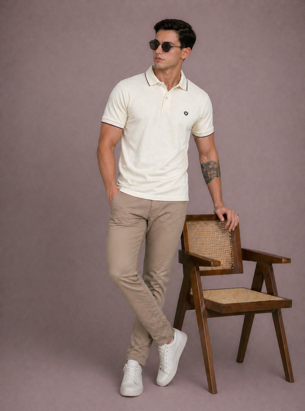 FEVERFEW Men Solid Polo Neck Cotton Blend  T-Shirt (FF-TS-1503)