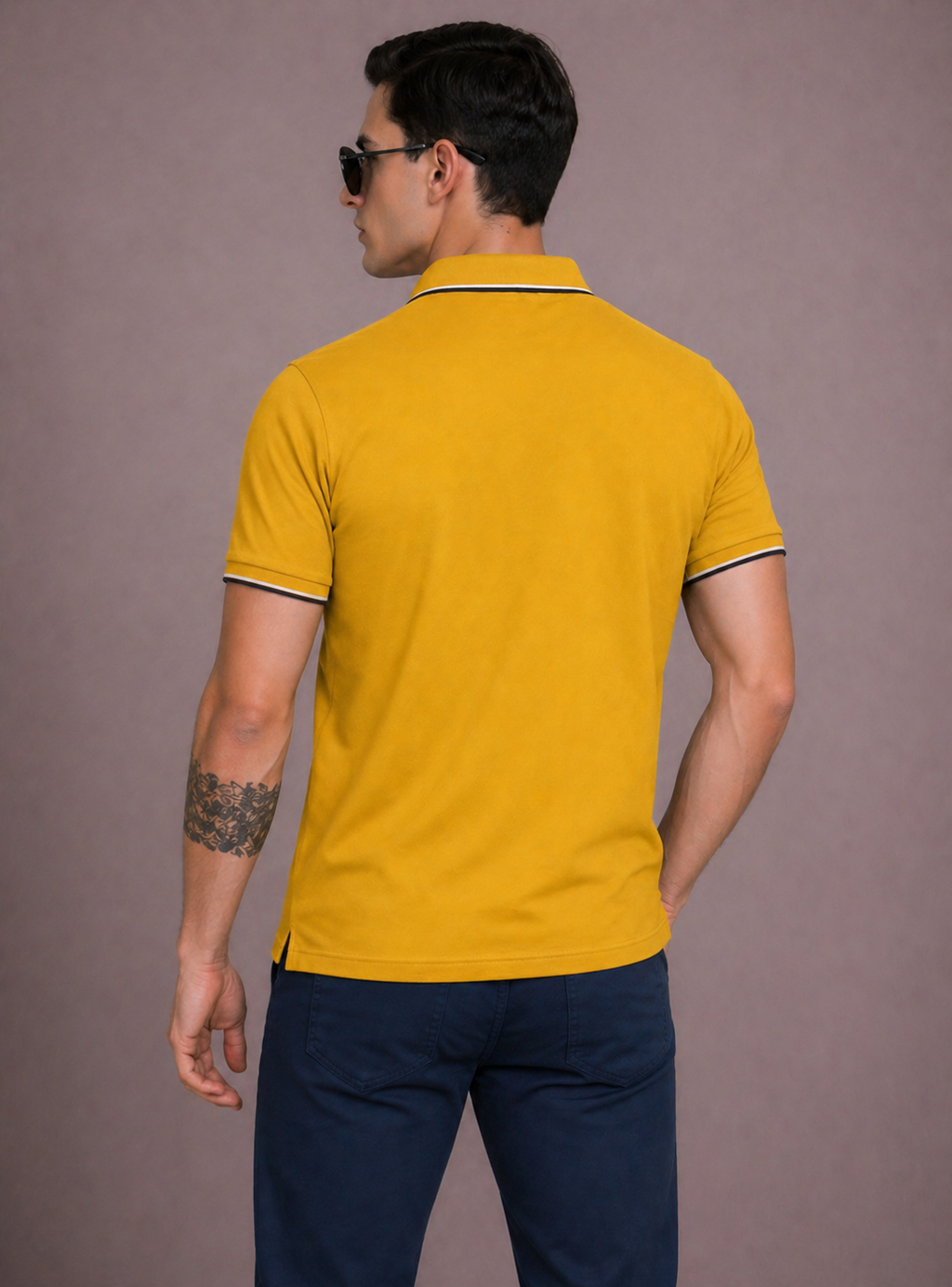 FEVERFEW Men Solid Polo Neck Cotton Blend  T-Shirt (FF-TS-1503)